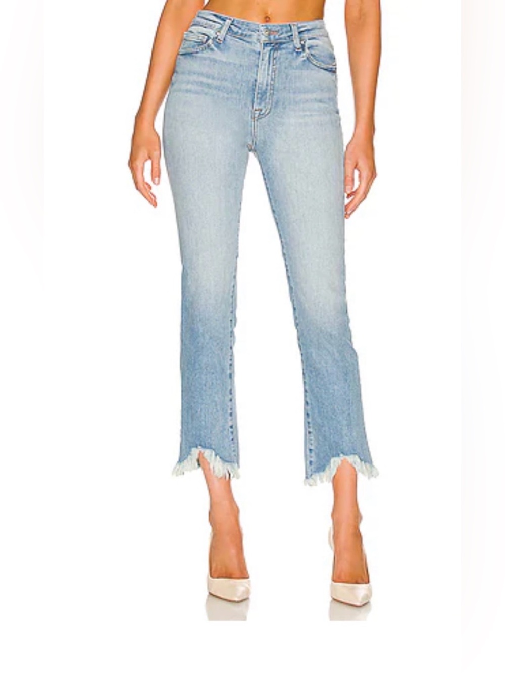 Jonathan Simkhai Light Blue Frayed Crop Jeans